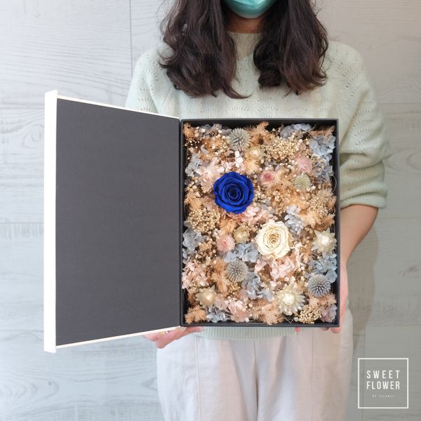 กล่องกุหลาบ preserve สีน้ำเงิน