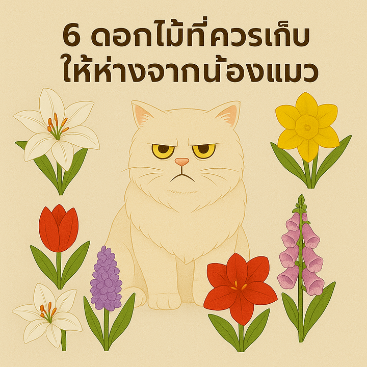 🐱🌸 6 ดอกไม้ในช่อที่ควรเก็บให้ห่างจากน้องแมว